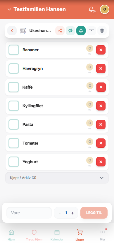 Smarte Handlelister